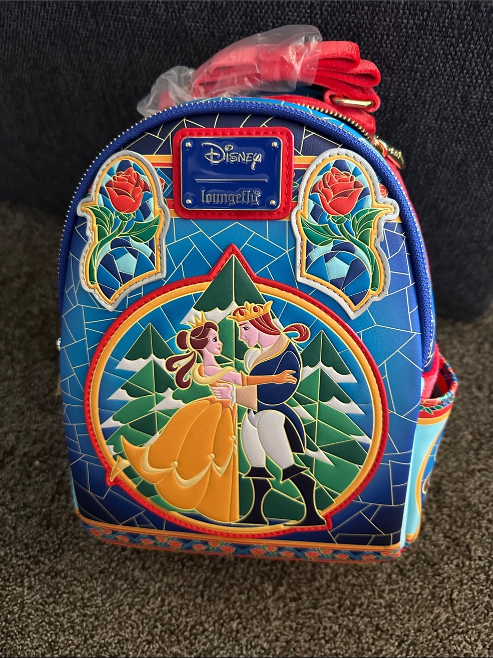 Loungefly Disney Beauty and the Beast Blue Red Yellow Mini Backpack